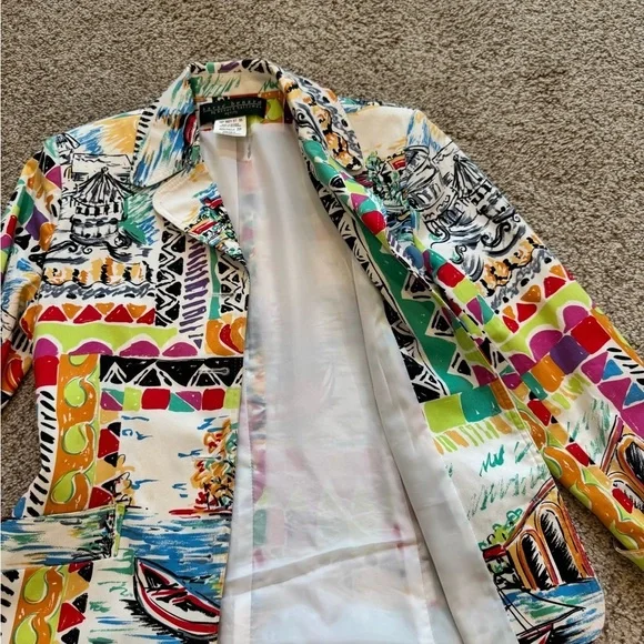Harvé Benard Art to Wear Vintage-Inspired Elsbeth Blazer Petite 2P Bold Print - Picture 6 of 12